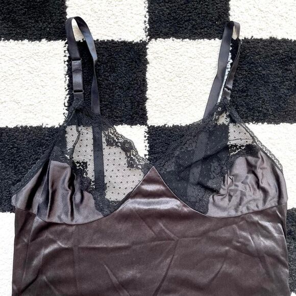 Vintage Black Nylon Slip Dress - Picture 3 of 4